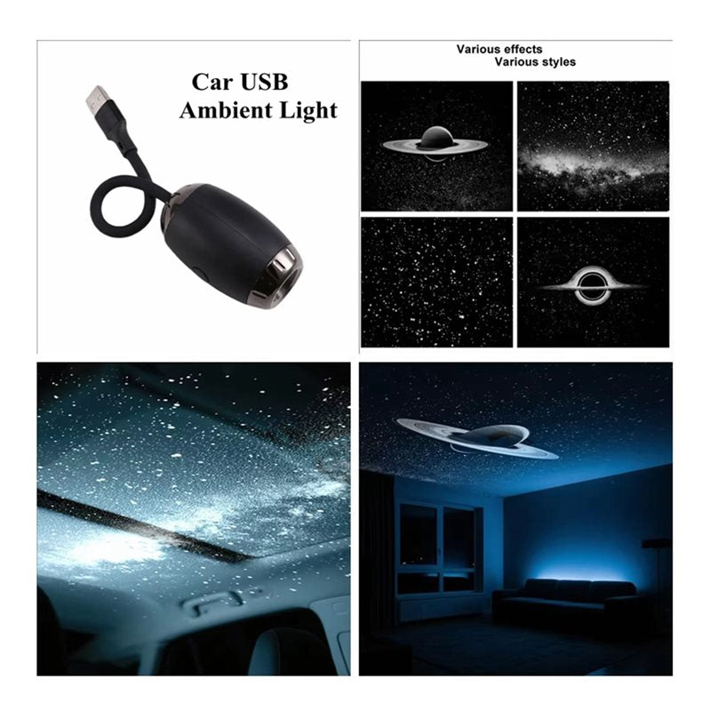 USB Car Ambient Light Atmosphere Large Range Projection Romantic Atmosphere Adjustable Focus Distance